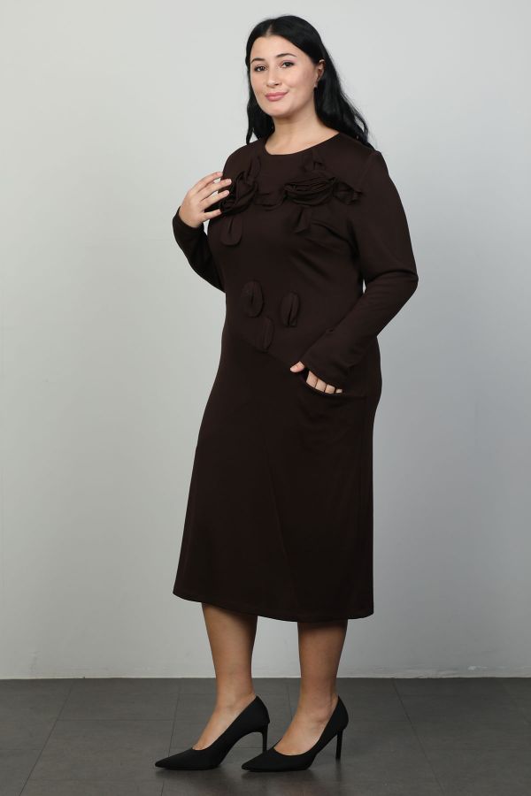 Picture of Vittoria 24894xl BROWN Plus Size Women Dress 