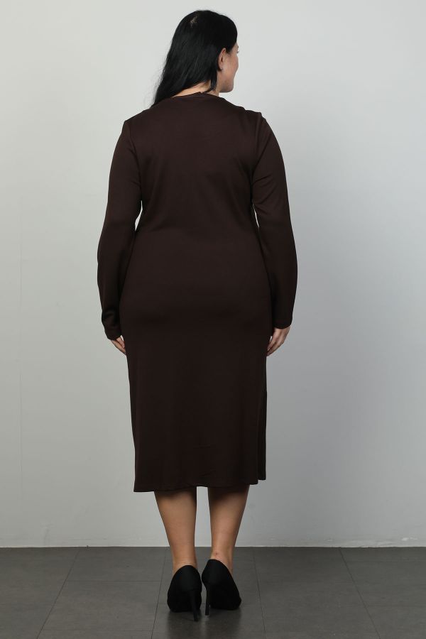 Picture of Vittoria 24894xl BROWN Plus Size Women Dress 