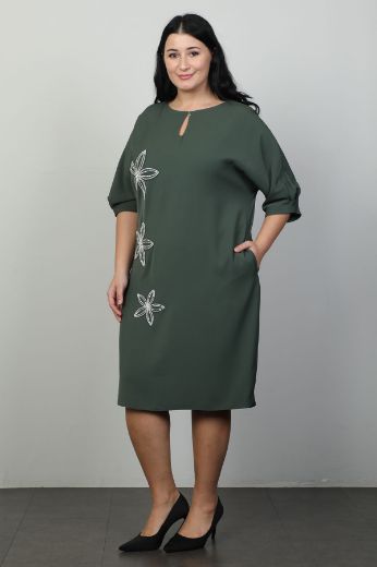 Picture of Vittoria 24898xl KHAKI Plus Size Women Dress 