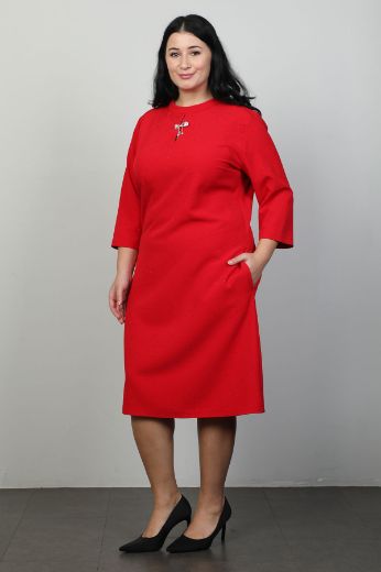 Picture of Vittoria 24886xl RED Plus Size Women Dress 