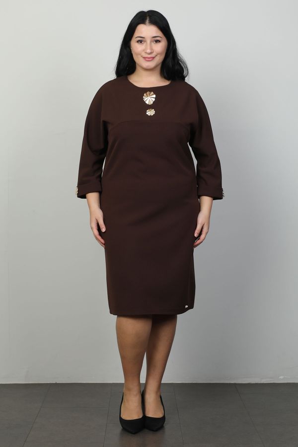 Picture of Vittoria 24869xl BROWN Plus Size Women Dress 