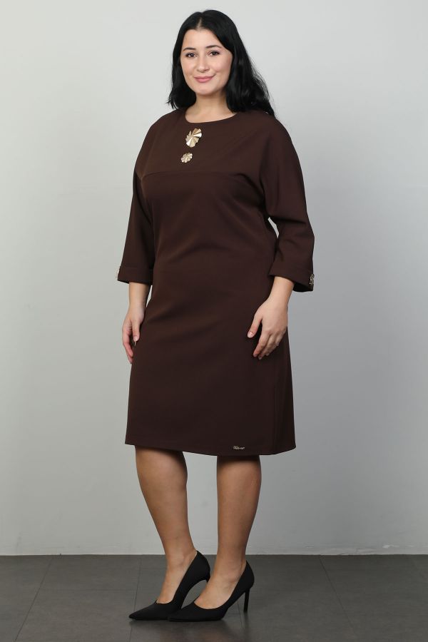 Picture of Vittoria 24869xl BROWN Plus Size Women Dress 