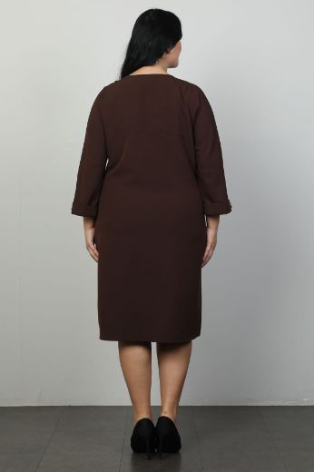 Picture of Vittoria 24869xl BROWN Plus Size Women Dress 